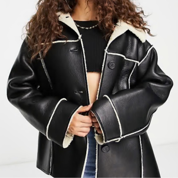 ASOS Sherpa Lined Leather Jacket - NEVER WORN, BRAND NEW WITHOUT TAGS - Picture 6 of 6